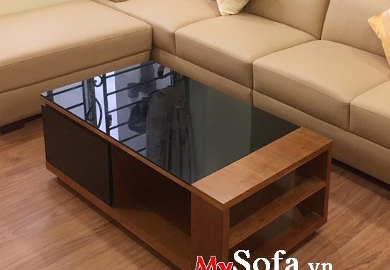 bàn sofa gỗ mặt kính đẹp