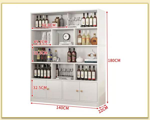 Hình ảnh Chi tiết kích thước mẫu tủ đựng rượu cỡ lớn TRTop-0054