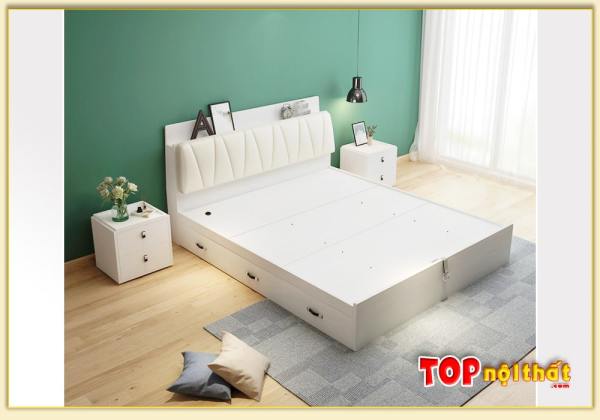 Hình ảnh Giường ngủ gỗ hiện đại màu trắng đẹp GNTop-0271