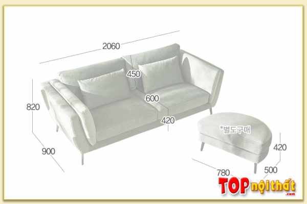 Hình ảnh Kích thước mẫu ghế sofa văng đẹp 2 chỗ SofTop-0953