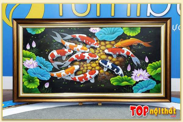 Hình ảnh Tranh sơn dầu cá chép hoa sen đẹp ý nghĩa TraSdTop-0207