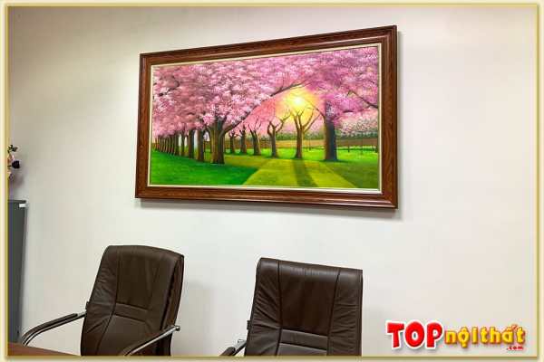 Tranh sơn dầu treo văn phòng hàng cây đẹp TraSdTop-0660