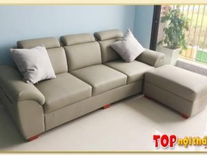 Hình ảnh Ghế sofa da dạng văng 3 chỗ đẹp kèm đôn lớn SofTop-0571