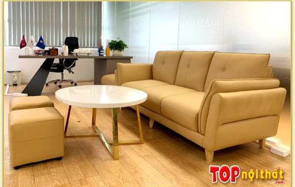 Hình ảnh Mẫu ghế sofa văng da đẹp kê văn phòng làm việc SofTop-0570