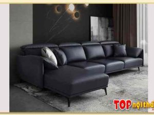 Ghế sofa da góc chữ L màu đen SofTop-0714