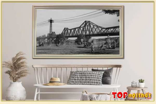 Hình ảnh Bức tranh nhà hàng đen trắng cầu Long Biên TraTop-3041