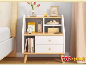 Hình ảnh Tủ gỗ đầu giường nhỏ đẹp chân gỗ cao TDGTop-0016