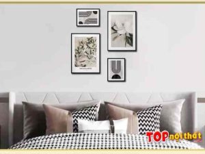 Tranh Canvas treo phòng ngủ bộ 4 tấm đen trắng TraTop-3566