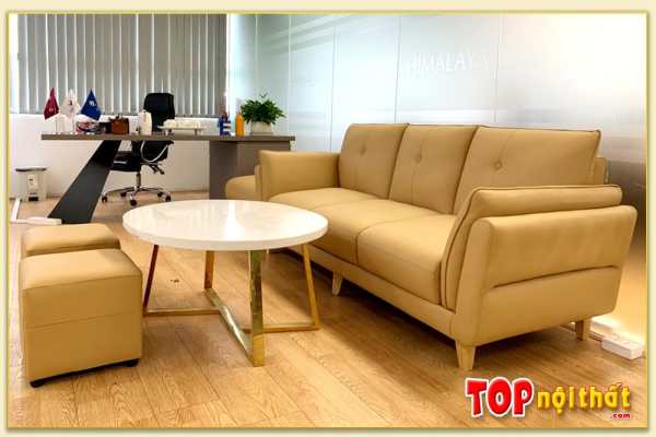 Hình ảnh Mẫu ghế sofa văng da đẹp kê văn phòng làm việc SofTop-0570