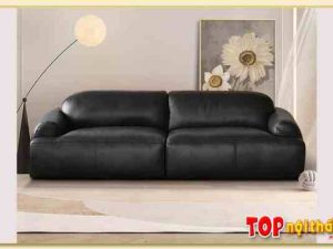 Ghế sofa da phòng khách nhỏ màu đen SofTop-0797